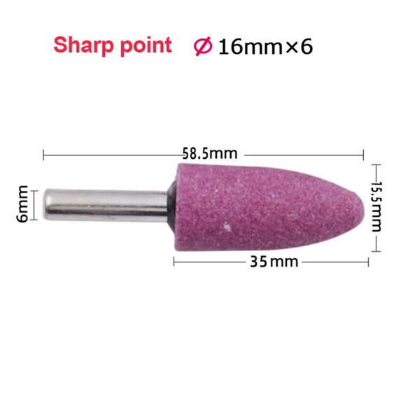 1Pc 6mm Shank Red Corundum Conical Grinding Head for Polishing and Rust Removal