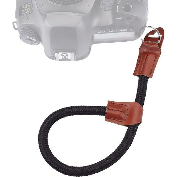 1Pc 7-12inch Quick Release Camera Hand Strap Saddle Brown Wrist Strap Digital Mirrorless Cameras Adjustable Climbing Rope with Imitation Leather Ends and Mounting Ring for DSLR SLR Camera