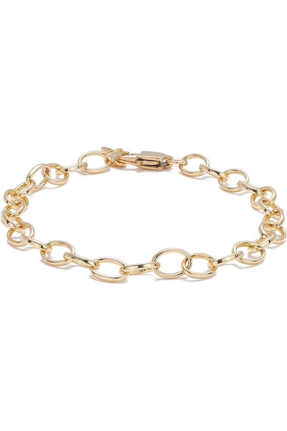 1Pc 7.1Inch Brass Cable Link Chain Bracelets