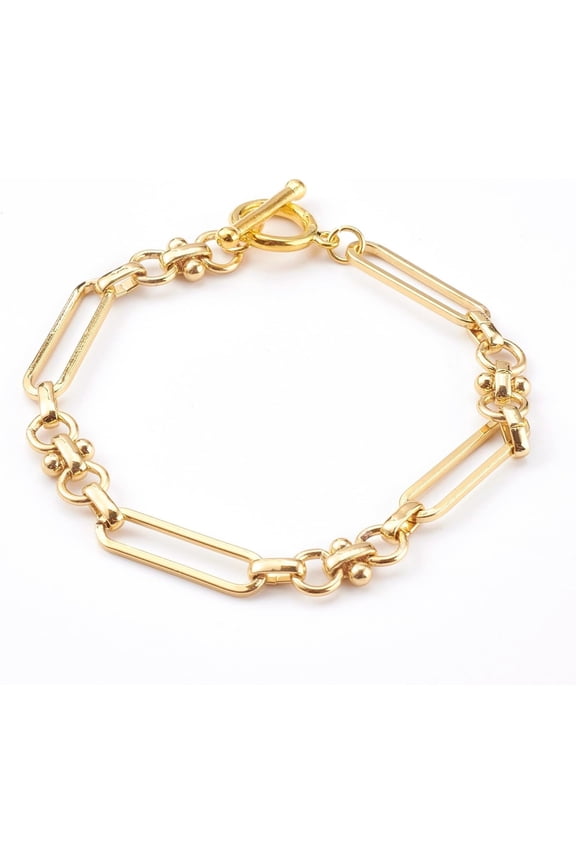1Pc 7.1Inch Brass Link Chain Bracelets for Women Men String Chain Bracelets Jewelry Gifts Adjustable Handmade Dainty Rope Trendy Link Paperclip Stainless Steel Silver Link Infinite Golden