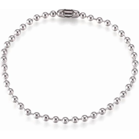 1Pc 7.3Inch Ball Link Chain Bracelets for Women Men String Chain Bracelets Jewelry Gifts Adjustable Handmade Dainty Rope Trendy Link Paperclip Stainless Steel Silver Link Infinite Colorful