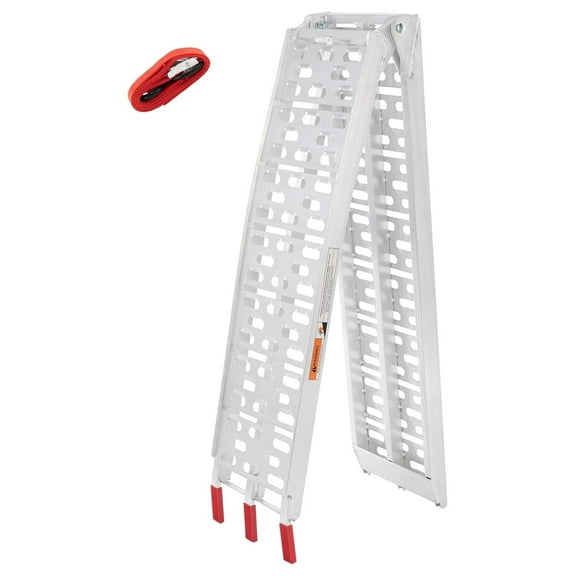 1Pc 7.5' Aluminum Folding Loading Ramp Pickup Trucks Bed, Trailers Ramp Dirt Bike UTV ATV Trucks Lawn Mowers Cargo Trailer Loading Ramp 89.8" Lx11 W 750 lbs Capacity