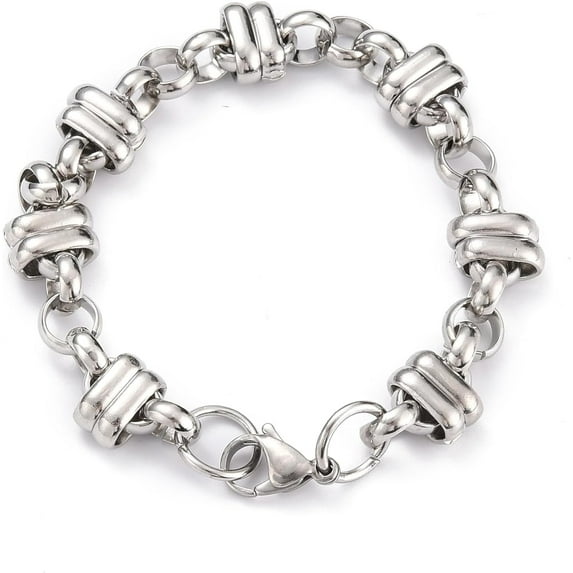 1Pc 7.7Inch Link Chain Bracelets Adjustable Handmade Dainty Rope Trendy Link Paperclip Stainless Steel Silver