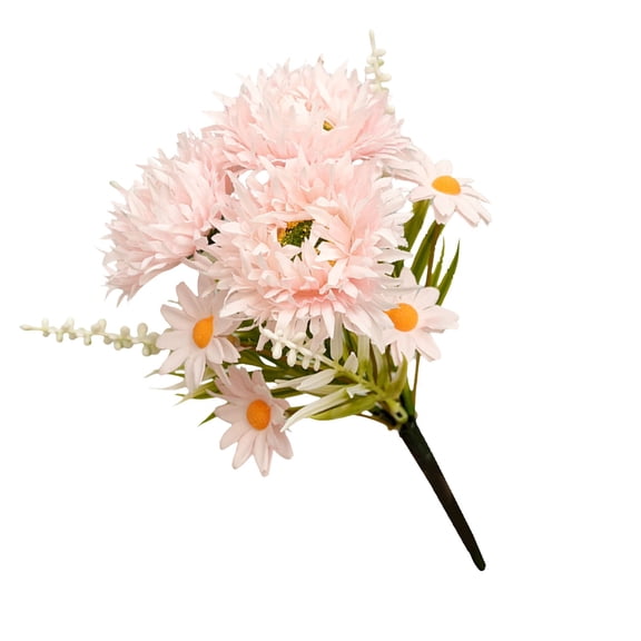 1Pc 7.9" Artificial Gerbera Daisy Mini Bouquet, Faux Silk Mixed Flower Bunch with Soft Texture for Farmhouse Tiered Tray, Pink