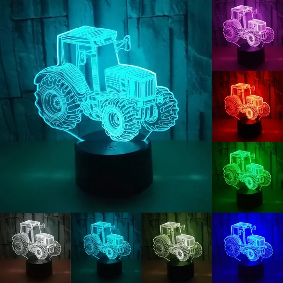 1Pc 7-Color Changing 3D Led Car Night Light W/ Remote Control For Home Decor-