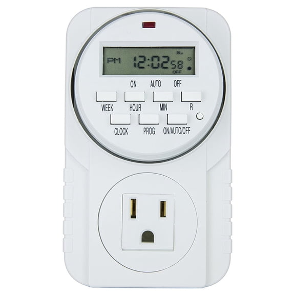 1Pc 7 Day Heavy Duty Digital Programmable Timer - Two Outlet 24 Hour Digital Timer, Timing Solution for Hydroponics, 120V, 60Hz, Indoor, for Lamp Light Fan