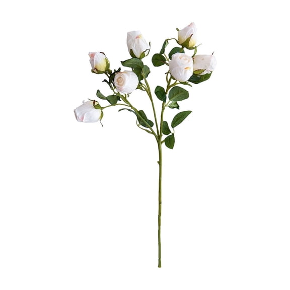 1Pc 7 Heads Vintage Burnt Artificial Rose Flowers Realistic Faux Roses for Home Decor Living Room Dining Table Wedding Bouquets (White)