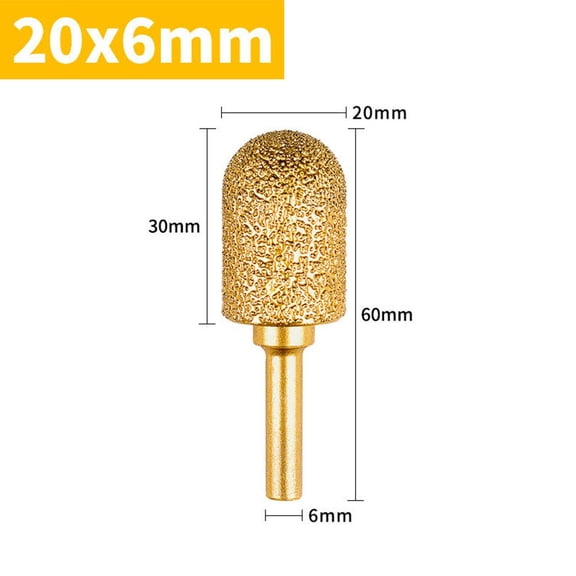 1Pc 8-25Mm Diamond Grinding Head 6Mm Shank Rotary File Iron Steel Burr Polish Bit For Glass Stainless Steel Stone Rotary Tool 20Mm