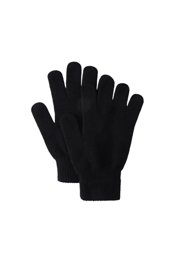 1Pc 8.27Inch Unisex Winter Candy Color Knitted Gloves Thick Warm Gloves, for Outdoor Riding and Cycling in Black