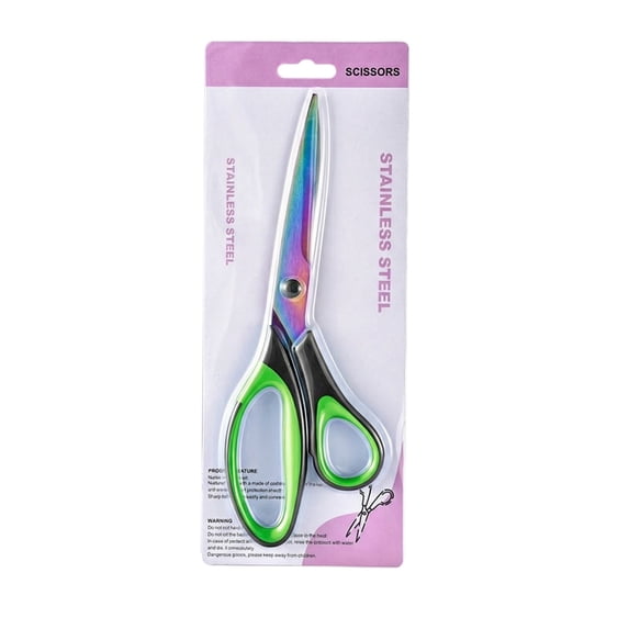 1Pc 8.5-Inch Office Stationery Scissors, Home Craft Diy Scissors, Sewing Scissors With Titanium Coating, Green For Office, Crafts, Sewing, And Diy Projects