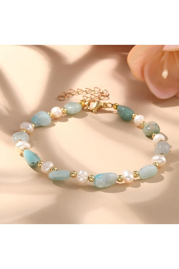 1Pc 9.1Inch Natural Pearl Glass Beads Bracelets Adjustable String Beaded Bracelet Handmade Jewelry Anklet Rope Elastic Natural Birthday Charm Pearl Bright Coloured Making DIY