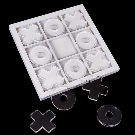 1Pc 9 Grid Wooden Chess Board Game Box Square 12Pcs 2 Styles Transparent Acrylic Tic Tac Toe Chess Pieces White 65~250x65~250x8~20mm Inner Diameter: 20~69.5x69.5mm