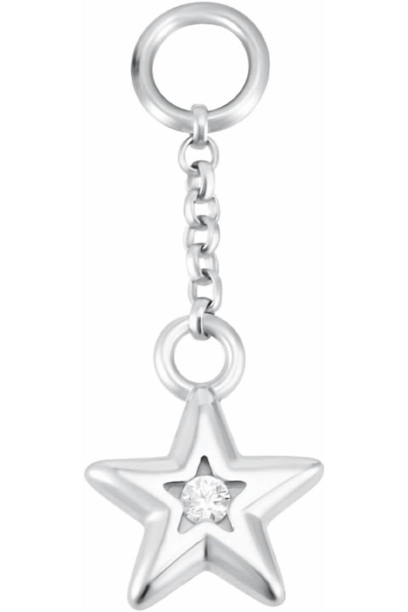 1Pc 925 Sterling Silver Clear Cubic Zirconia Tassel Pendants Star/Moon Charms with Jump Rings and 925 Stamp Silver 18mm Pendant: 10.5x8x1.5mm Hole: 3.5mm