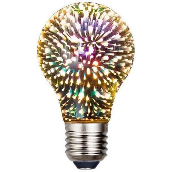 1Pc A19 3W LED Vintage Edison Bulb, Fireworks Filament Bulb 3D Colorful Lamp Bulb, 300 Lumen, 2700K, Decorative Light Bulb, Medium Base E26, 110-120v