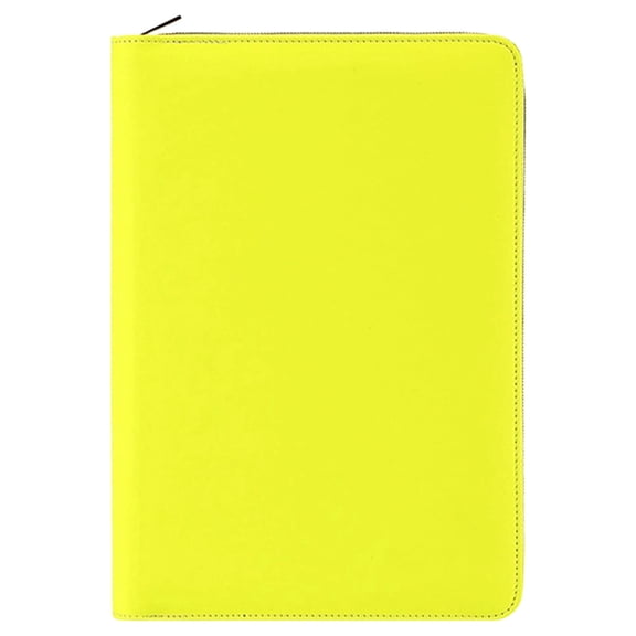 1Pc A5 Zippered Notebook Portfolio Organizer, Vibrant Macaron Yellow Planner Cover Case with Pockets, 10.24" x 7.68" Multifunctional Resume Portfolio