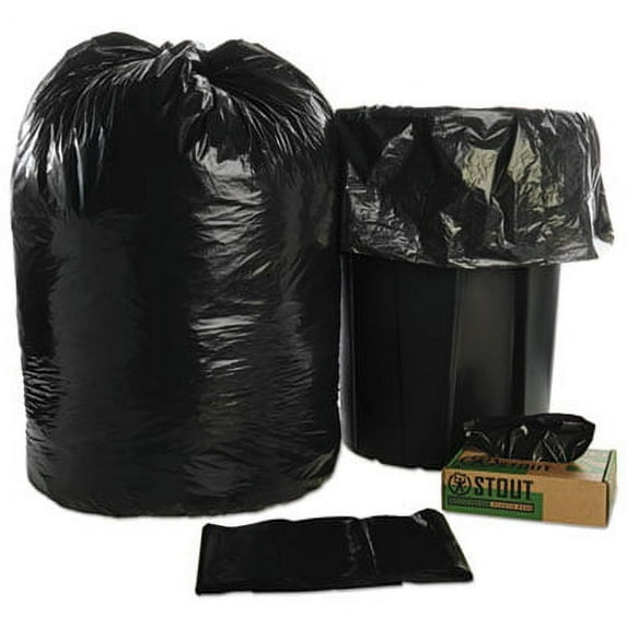 1 PK,AbilityOne 8105015173668, SKILCRAFT Recycled Content Trash Can Liners, 60 gal, 1.5 mil, 38" x 58", Black/Brown, 20/Box