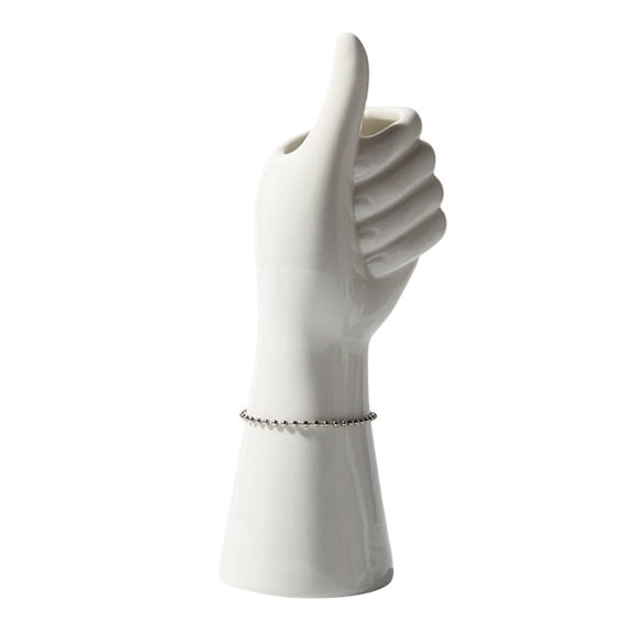 Abstract Art Vase with Hand Shaped Design for Decor Ceramic White 1 Pc