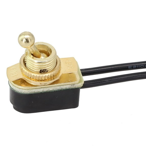 1Pc Ac250V 6A On/Off Prewired Standard Toggle Switch with Wire Cable Spst Switch Gold