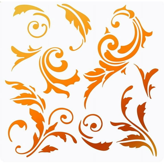 1Pc Acanthus Leaf Scroll Reusable Stencils Painting Templates for Painting DIY Art and Craft 11.8x11.8inch