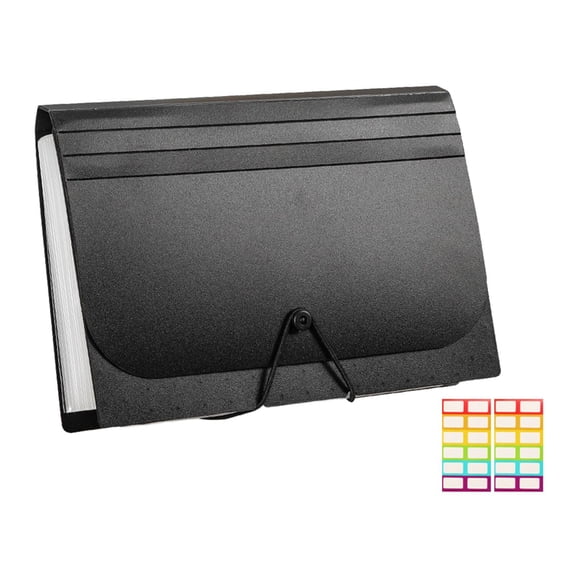 1Pc Accordion File Organizer with Elastic Closure,13 Pocket Expanding File Folder for Letter Size,Portable Monthly Paper Bill Tax Receipt Organizer,for Home,Office,Supplies,6.88''x4.64''(Black)
