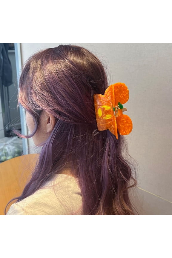 1Pc Acetate Pumpkin Mouse Ears Shape Hair Claw Women Cute Ponytail Holder Hair Clips Halloween Hair Accessories