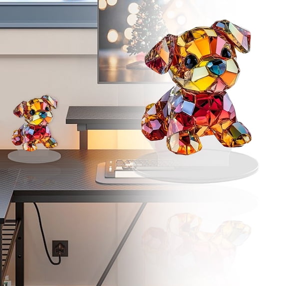 1Pc Acrylic Desk Standee Colorful Puppy Figure, ABS Desktop Display Decor, Home Office Tabletop Ornament One Size, Clearance F