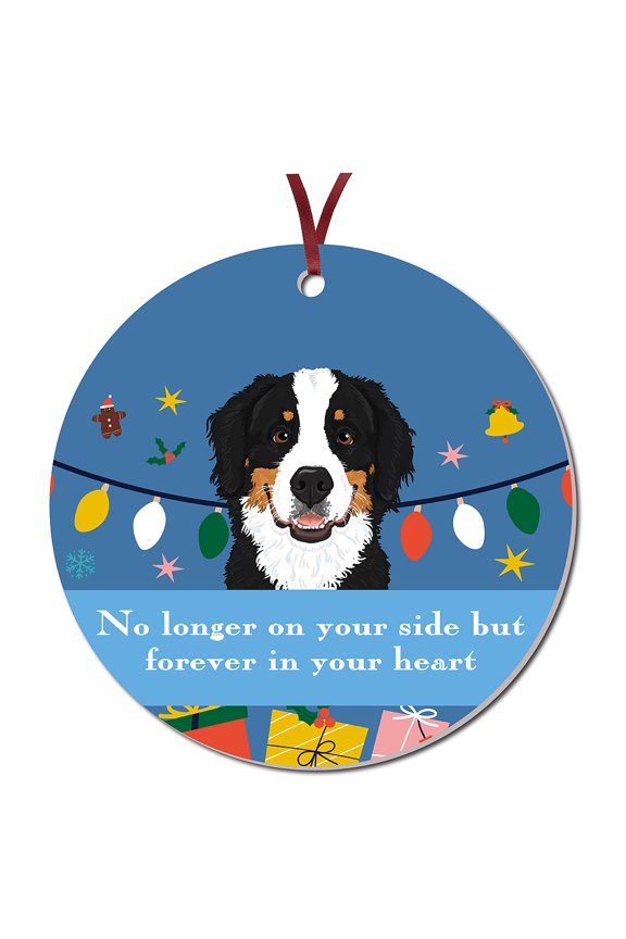 1Pc Acrylic Memorial Flat Round Big Pendants Decorations with 40CM Double Face Satin Ribbon Christmas Theme Dog Pattern Pendants Decorations: 76mm