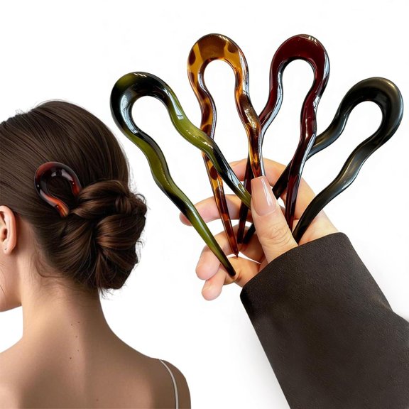 1Pc Acrylic U-Shaped Hair Fork Minimalist Updo Bun Hair Stick