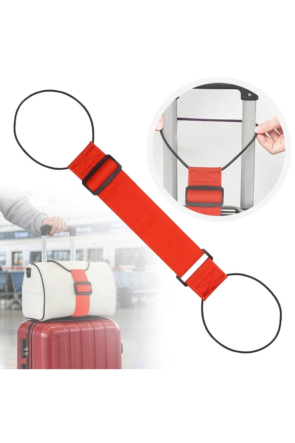 1Pc Adjustable Luggage Add A Bag Strap, Double Loop Travel Suitcase Connecting Belt, Reflective Strip Carry On Bag Attachment Holder, Adjustable Buckle Luggage Connector Strap