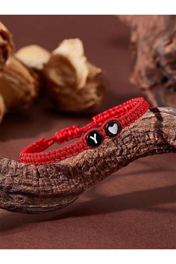 1Pc Adjustable Nylon Cord Bracelets with Plastic Beads with Letter/Heart Jewelry Lead Free & Nickel Free & Cadmium Free Letter Y Inner Diameter: 1-3/4~1-7/8 inch(4.45~4.75cm) Beads: 7x3.5mm