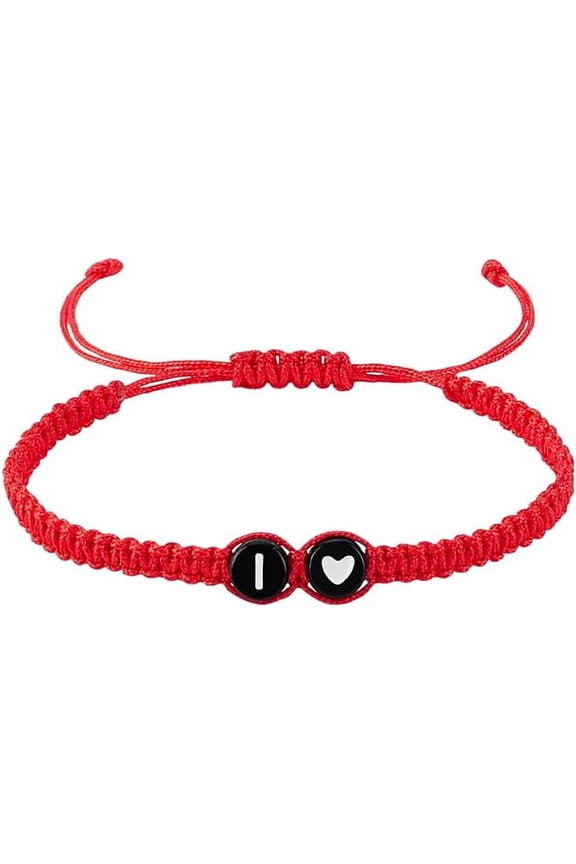 1Pc Adjustable Nylon Cord Bracelets with Plastic Beads Letter I Inner Diameter: 1-3/4~1-7/8 inch