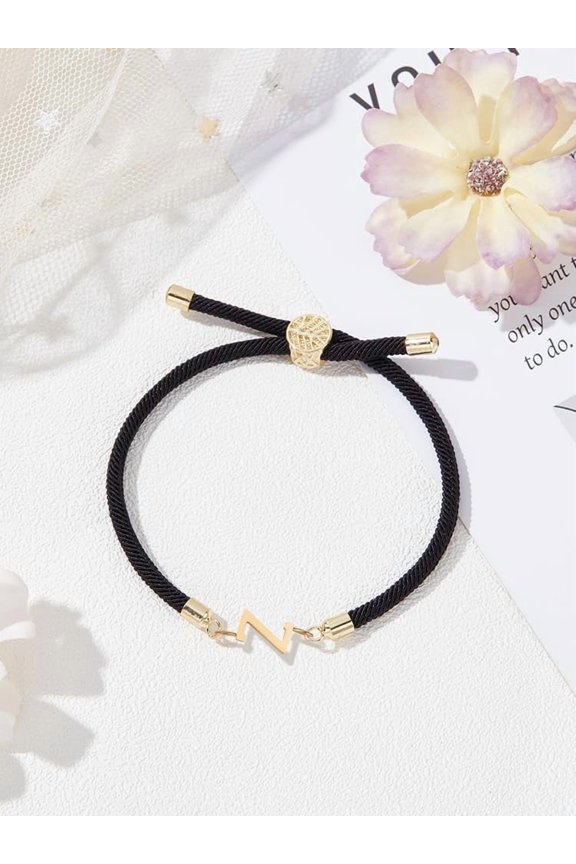 1Pc Adjustable Nylon Cord Slider Bracelets with Golden Accessories Letter Jewelry Lead Free Nickel Free Cadmium Free Letter Z Inner Diameter: 7cm