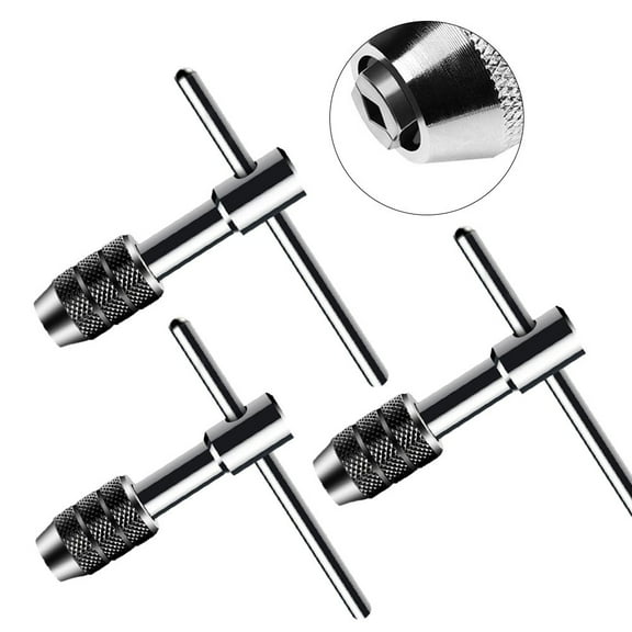 1Pc Adjustable T-Handle Ratchet Tap Wrench Reamer Hand Manual Holder Wrench Metric Machine Screw Thread Plug T-Shaped Hand Tool M6-M12 Smile Home