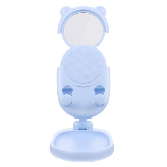 Adjustable Beauty Mirror with Phone Holder for Storage Use Blue ABS Aluminum Alloy 1Pc