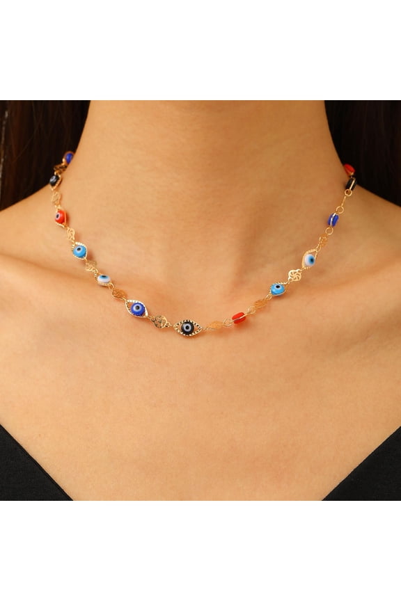 1Pc Alloy Colorful Resin Link Chain Necklaces Golden 16.69 inch(42.4cm) DIY