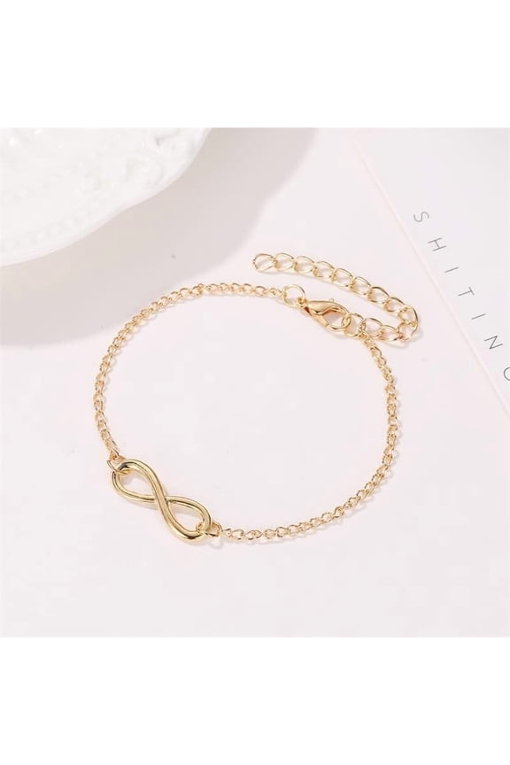1Pc Alloy Curb Chains Link Bracelets for Women Infinity Charm Bracelets Golden Cuff Bracelets for Women Valentine's Day Elegant Gifts DIY Personalized Jewelry 9-5/8 inch(24.5cm) Golden