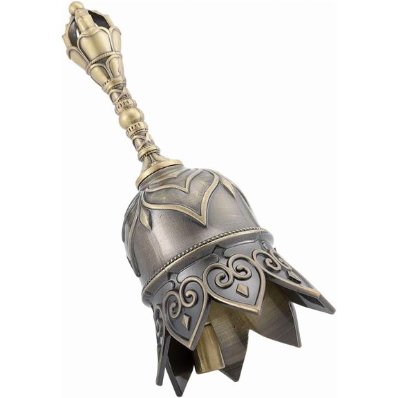 1Pc Alloy Hand Bell Display Decoration Service Bell Dinner Bell Tarot Ritual Meditation Alarm Bronze 55x120mm Craft Supplies