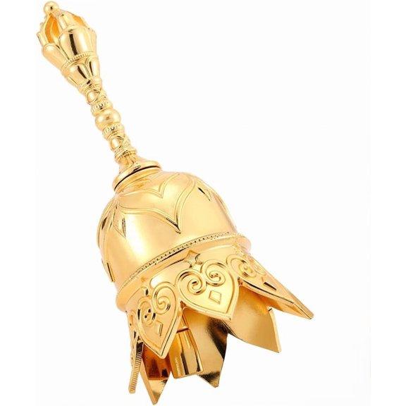 1Pc Alloy Hand Bell Display Decoration Service Bell Dinner Bell Tarot Ritual Meditation Alarm Golden 55x120mm Craft