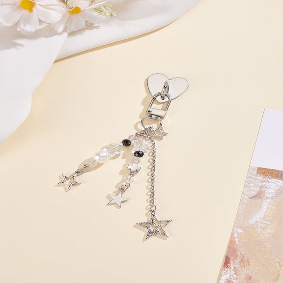 1Pc Alloy Pendant Decorations with Zinc Alloy Cell Phone Heart Holder Stand Platinum 123mm for DIY
