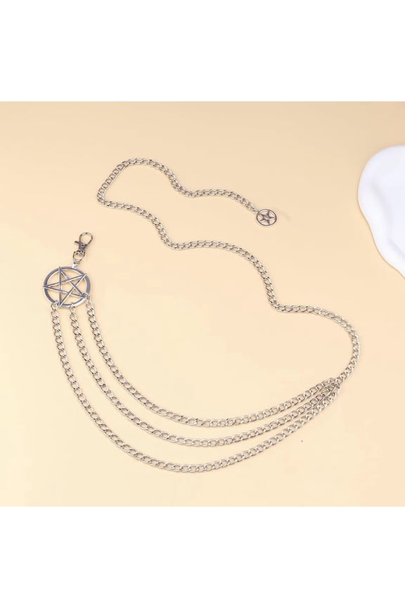 1Pc Alloy Pentagram Tassel Body Chain Bikini Jewelry Platinum Adjustable Length for Women Beach Pool Parties Festival Clubwear Silver DIY