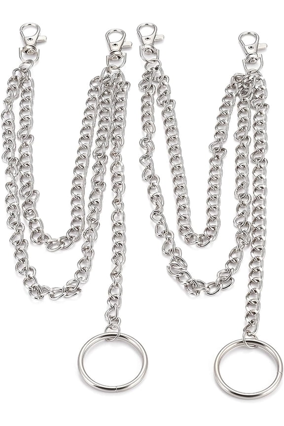 1Pc Alloy Pocket Chain with Swivel Clasps and Key Rings for Belt Loop Purse Handbag Strap Keys Wallet Platinum 15.4 inch(39.3cm) Platinum