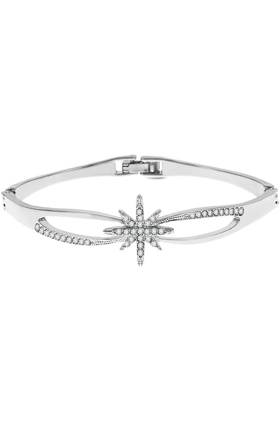 1Pc Alloy Rhinestone Hinged Bangles For Women Platinum Heart show in Picture DIY