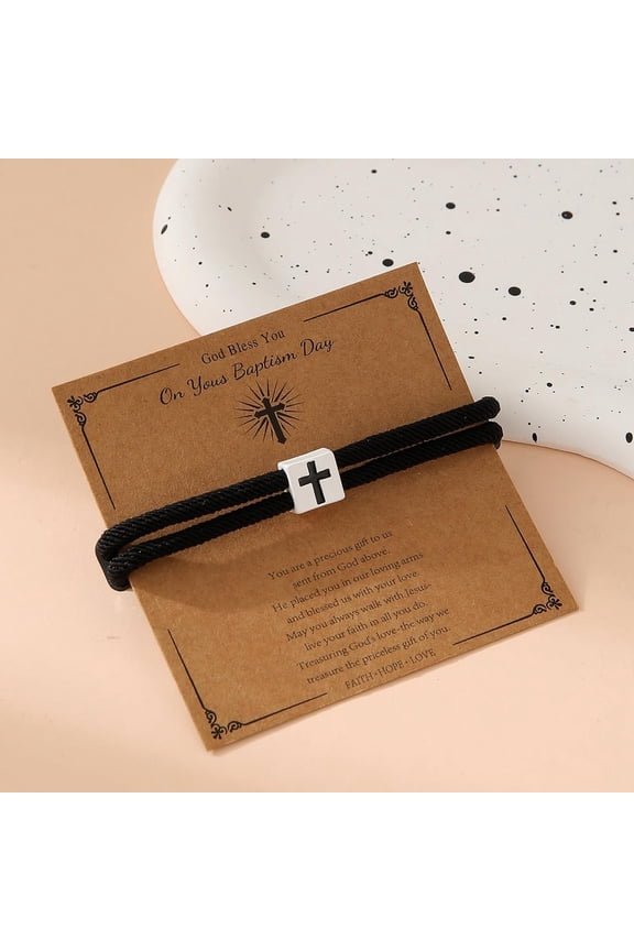 1Pc Alloy Rope String Bracelets for Woman Men Square with Black 10-1/4 inch(26cm) Black DIY