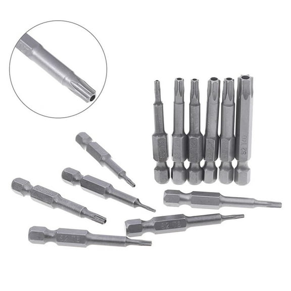 1Pc Alloy Steel 50Mm Long Torx Screwdriver Bit 1/4" Hexagon Handle T5-T40 Plum Blossom Hollow Tip Screwdrivers Kit Hand Tools T10 Smile Home