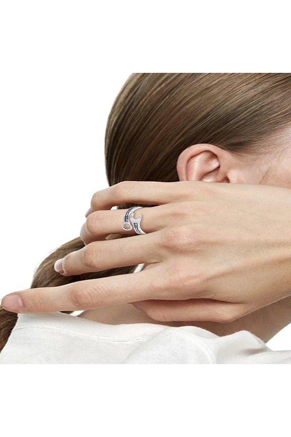 1Pc Alloy Wrench Cuff Rings Silver Inner Diameter: Adjustable