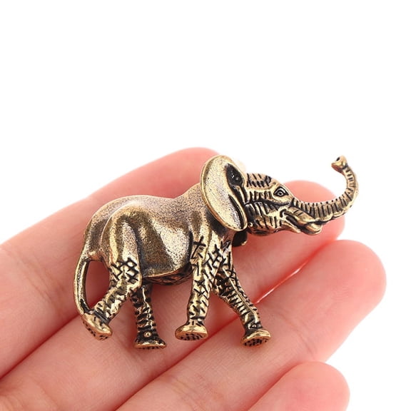 1Pc Antique Bronze Minature Elephant Figurines Tea Pet Table Ornament Decorations Solid Copper Animal Crafts Home Decor