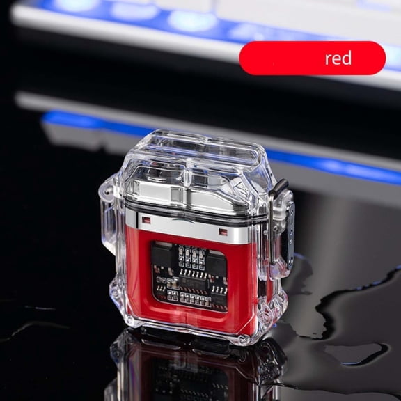1Pc Arc Lighter Usb Rechargeable Windproof Waterproof Transparent Case Red, Double Arc Pulse Lighter For Outdoor Camping Party, Electronic Cigarette Lighter With Usb Charging Port