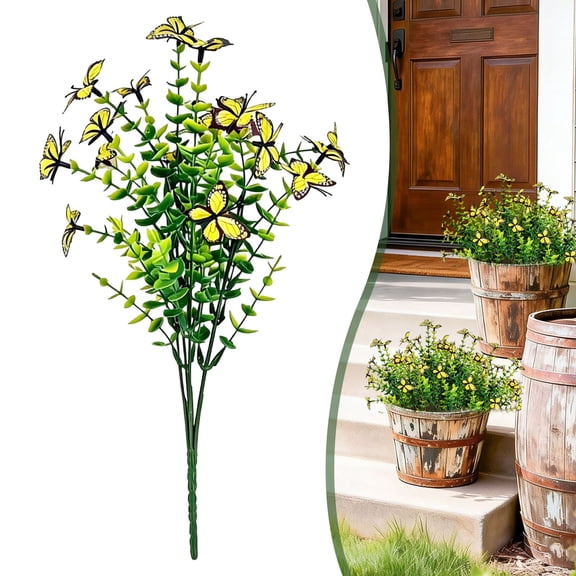 1Pc Artificial Eucalyptus Flower Artificial Eucalyptus Butterfly Spray For Living Room,Plastic (C)