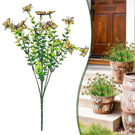 1Pc Artificial Eucalyptus Flower Artificial Eucalyptus Butterfly Spray For Living Room,Plastic (I)