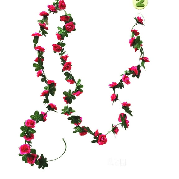1Pc Artificial Flower Decoration Clearance! Nomeni Diy Decorative Rose Double Color Flower Vine 2.5M 45 Flowers (Rose Red + Rose Red), Fake Flowers Promotion Sale!